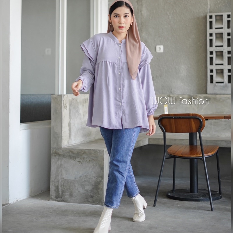 WOW-NW Nelwana Blouse Crinkle Airflow Premium wanita