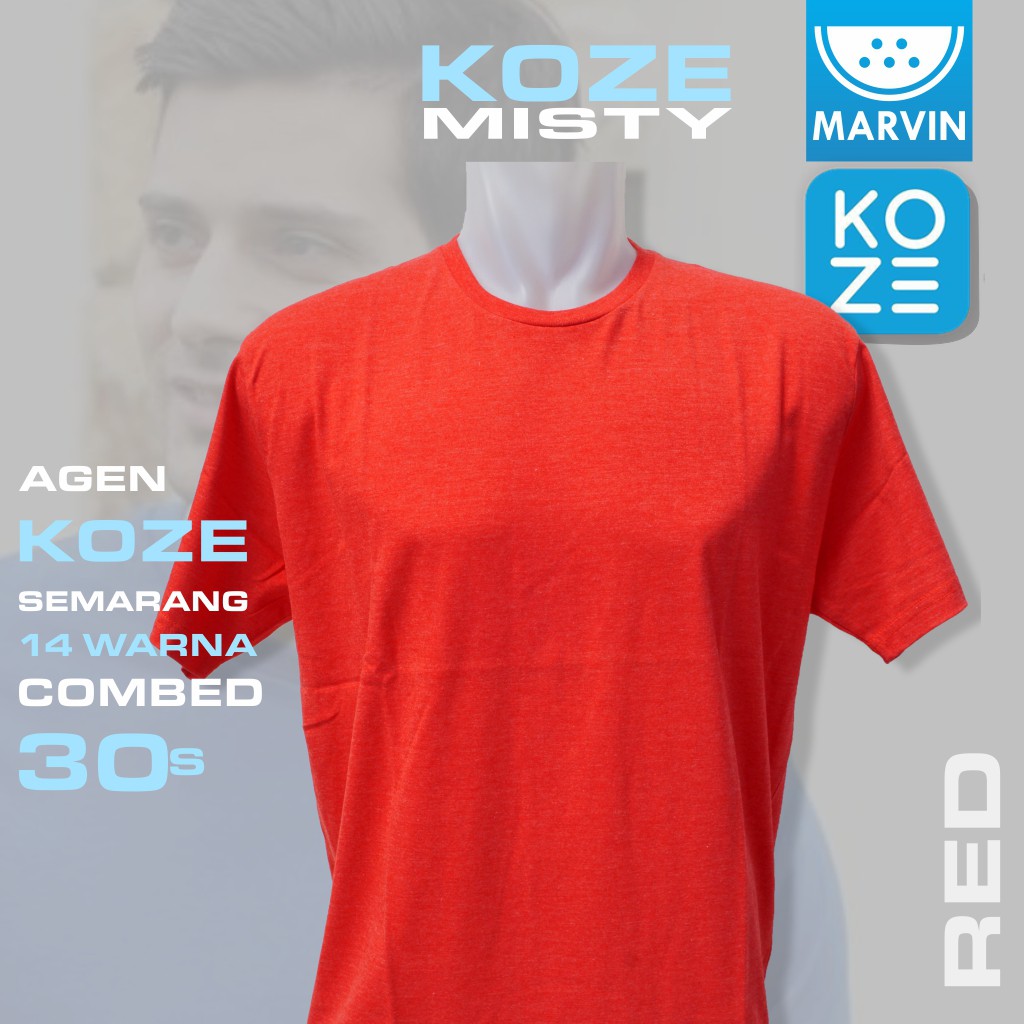 Kaos lengan pendek polos merah koze 30s tshirt misty red bisa custom sablon satuan keren pod print o