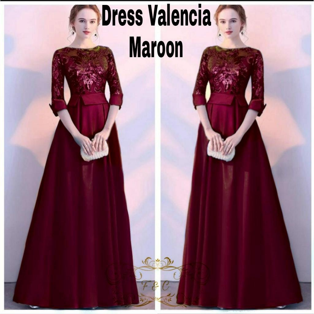 Feodora fashion / Dress Valencia / long dress / dress jumbo wanita / dress pesta / pakaian wanita    (GOOD QUALITY)