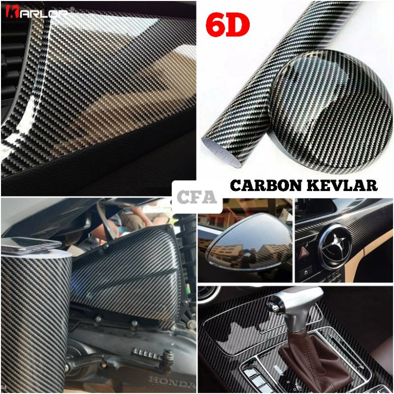 Sticker Skotlet Carbon Kevlar Silver Gold Premium Berperekat Untuk Motor L-50Cm