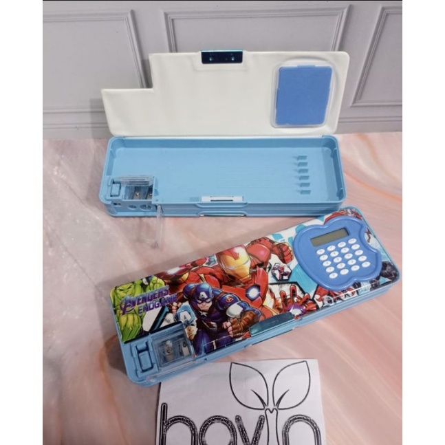KOTAK PENSIL MAGNET KALKULATOR bentuk APEL/PENCIL CASE-KalkuAPEL AVENGER