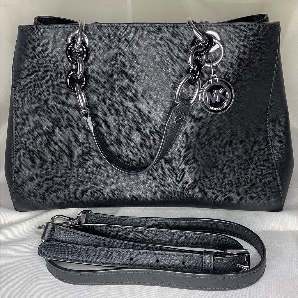 TAS MK ORIGINAL MICHAEL KORS HITAM HITAM TENTENG SLEMPANG SAMPING SILVER 2IN1 HANDBAG SHOULDER