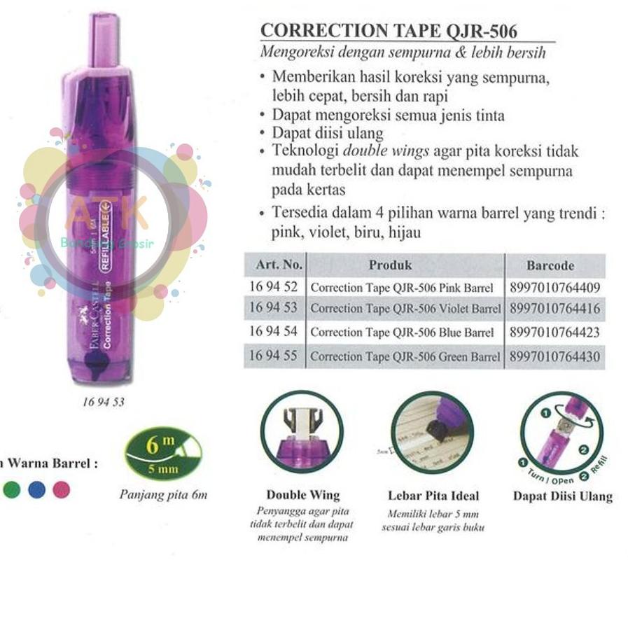 

Correction Tape Faber Castell QJR506 Bonus 3 Refill ✔