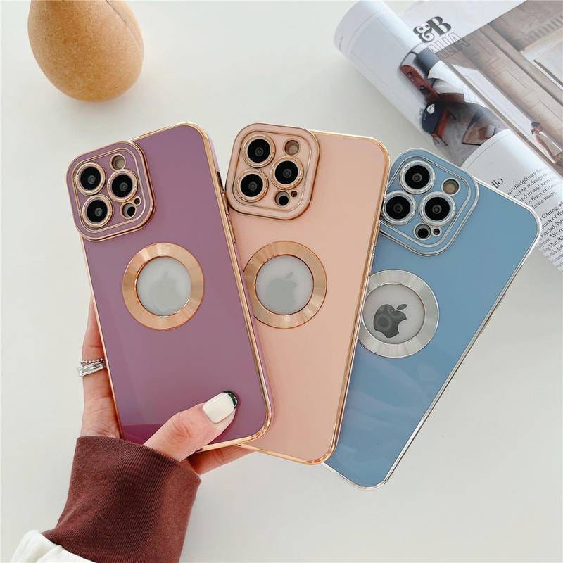 Soft Case Silikon Plating Logo Hole Phone Case For iPhone 7/8/SE/7plus/8plus/11/11pro/11promax/12/12mini/12pro/12promax/13/13mini/13pro/13promax