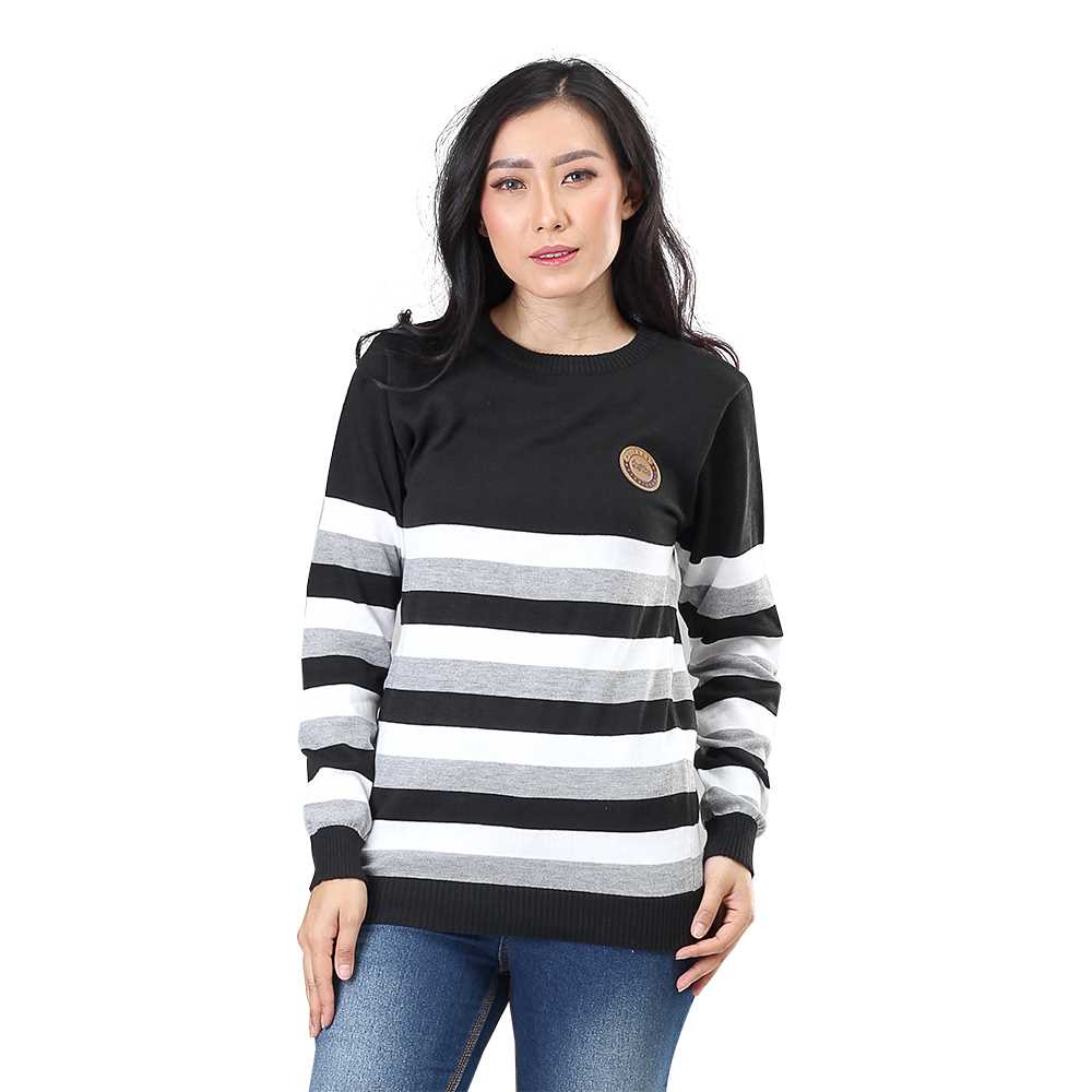 SWEATER WANITA KEKINIAN WARNA HITAM BAJU KAOS LENGAN PANJANG 985