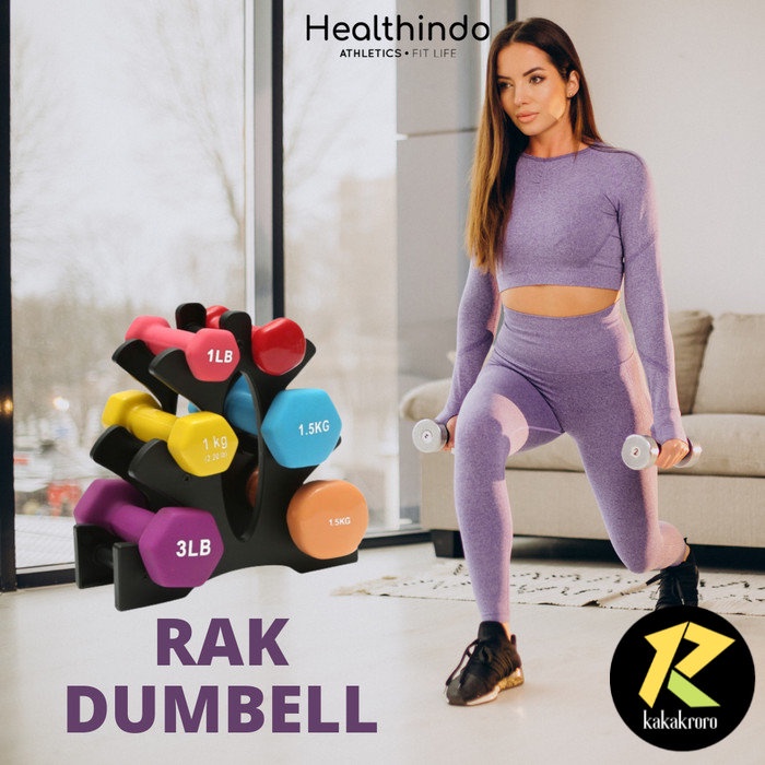 Rak Dumbell Rak Barbel Barbel Rack Gym Set Serbaguna Aerobik Yoga - Abu-abu