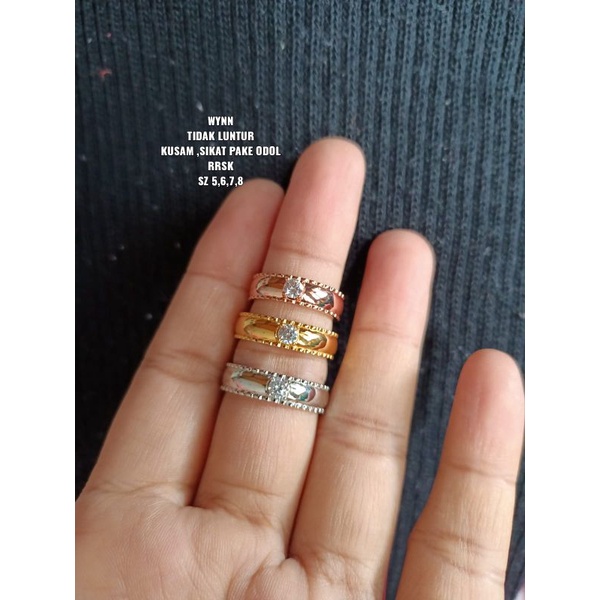 Cincin wynn tidak luntur,tidak berkarat,cincin tunangan, perkawinan,kado dll,kusam sikat pake odol