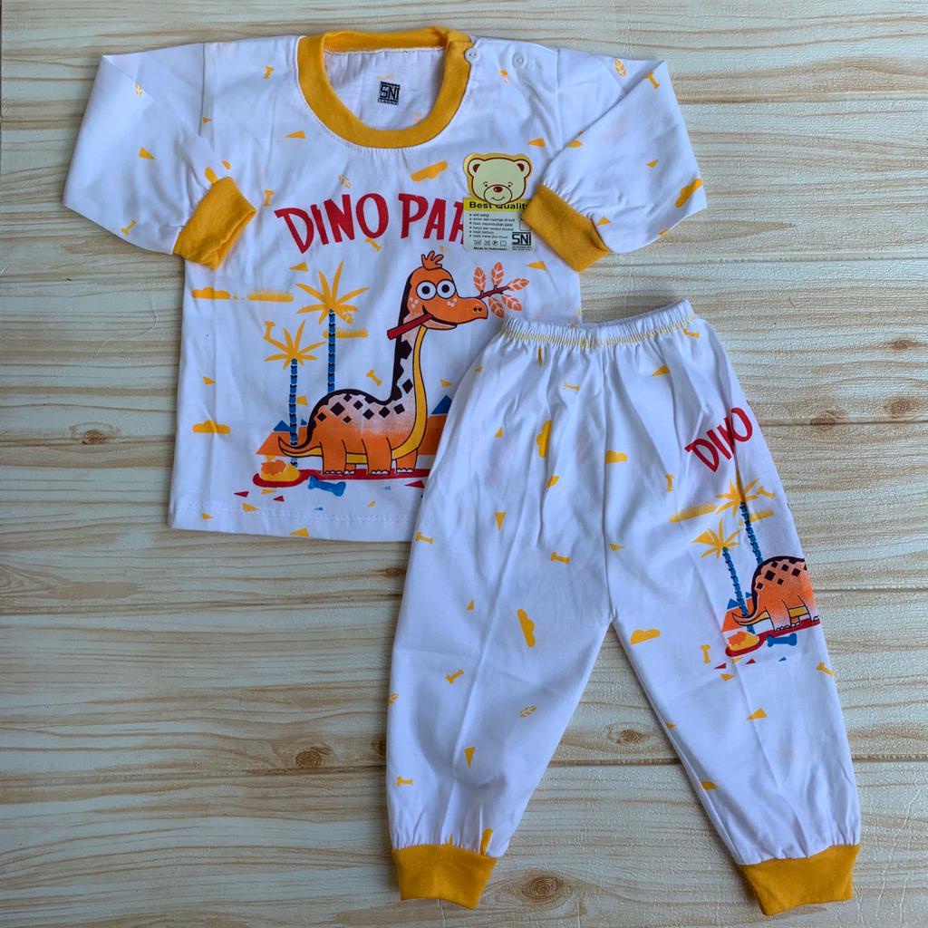 Setelan Piyama Bayi Baju Bayi Kaos Oblong Kancing Bahu Lengan Panjang Anak usia 3-12 Bulan Anababy