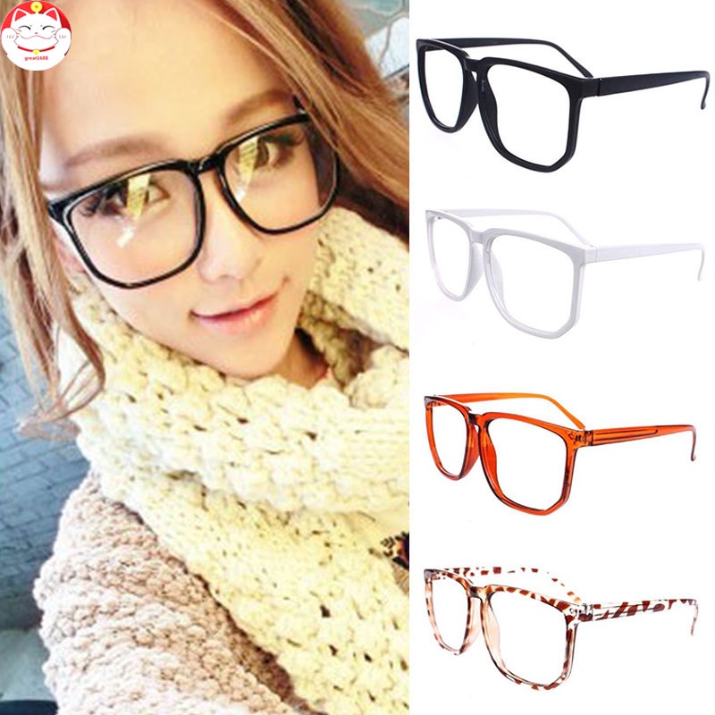 Sun Glass Unisex Oversized Retro Tortoise Shell Nerd Geek Clear Lens Plain Glasses