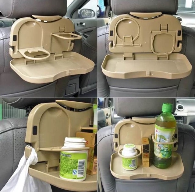 Meja lipat makan minum headrest mobil travel dining tray