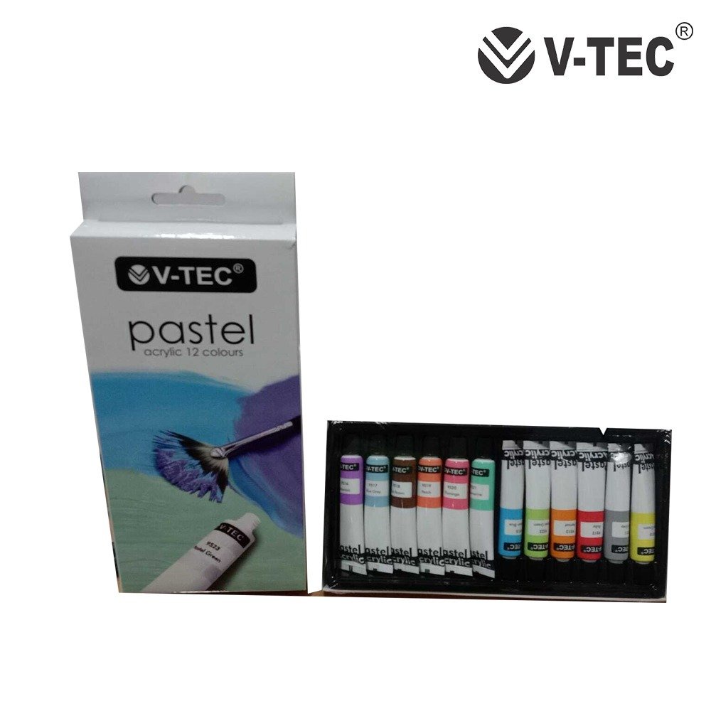 

V-TEC Cat Akrilik Warna Pastel set 12/ Pastel Acrylic Set 12x6ml / Pastel Acrylic 12 Colours PA-612