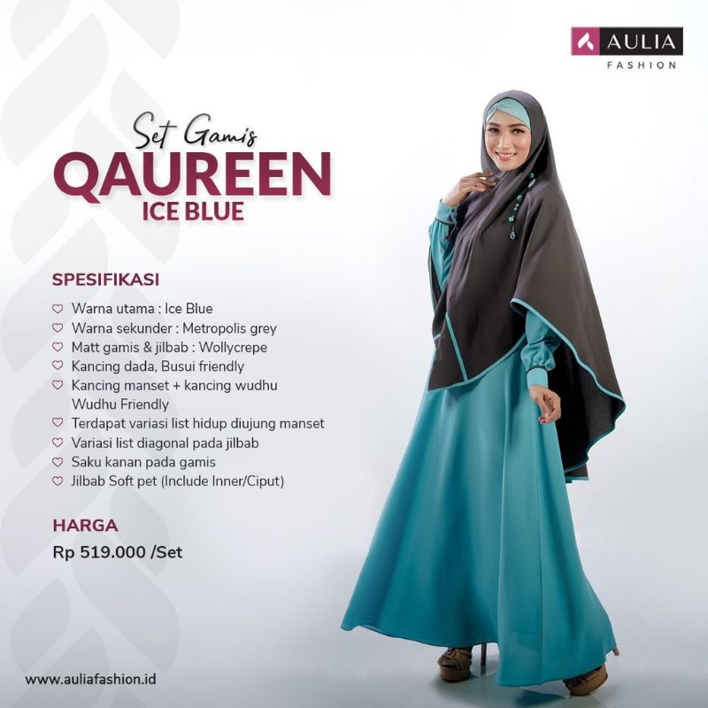 SET GAMIS QAUREEN ICE BLUE | GAMIS SYAR'I AULIA FASHION DISKON TERBARU