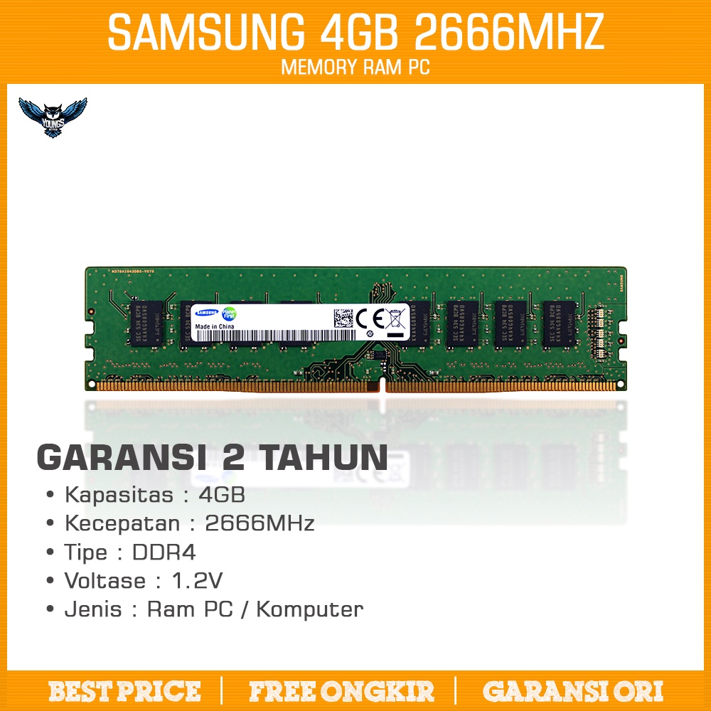 Ram PC Samsung DDR4 4GB 2666 Longdimm Dimm Komputer 2666MHz