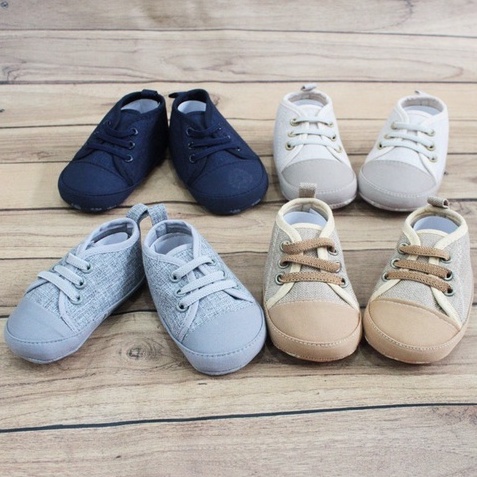 Sepatu Anak Bayi Prewalker Bayi Cowok Laki Laki Anti Slip Sol Halus Converse Sport Casual Motif