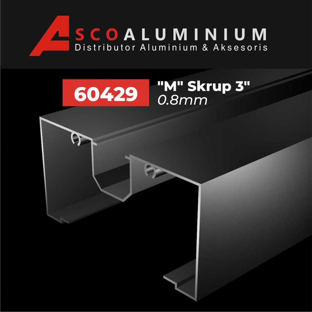 Aluminium "M" Skrup Profile 60429 kusen 3 inch