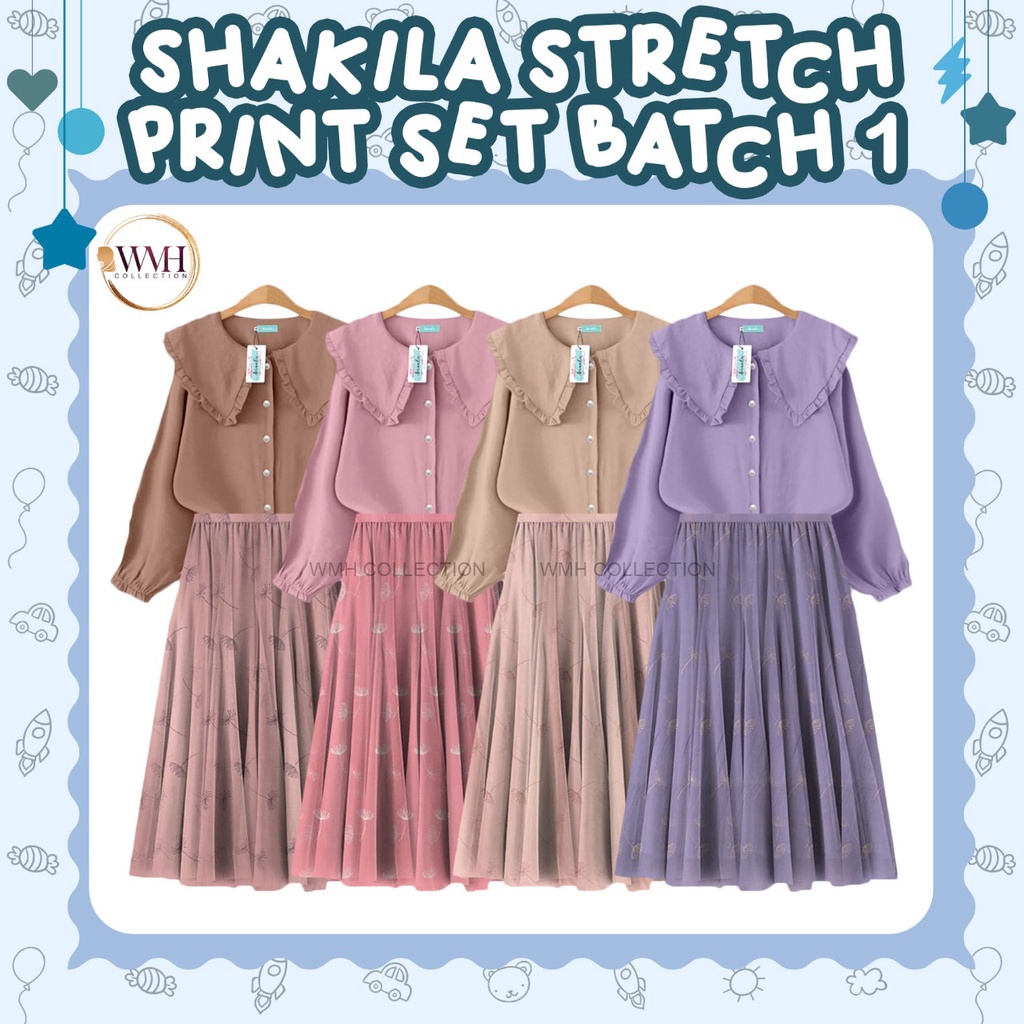 PAKAIAN ANAK SHAKILA STRETCH PRINT SET BY AERAAQU