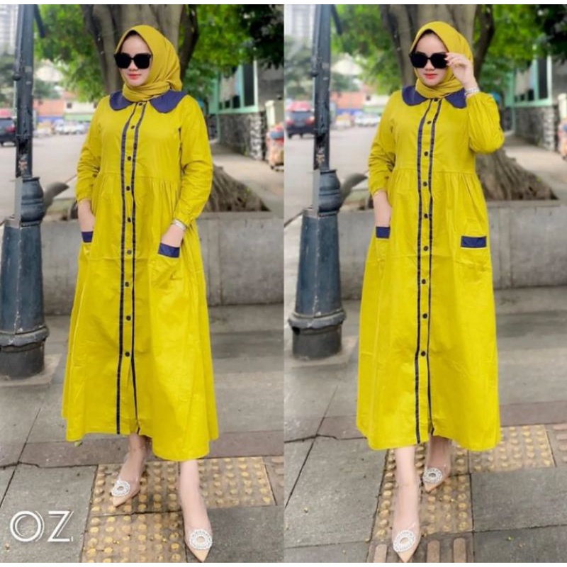 DRES TERBARU WANITA KATUN LINEN PREMIUM FULL KANCING BUSUI KEKINIAN TRENDY MURAH