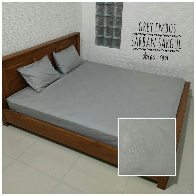 sprei emboss polos abu muda size 120x200,160x200,180x200,200x200