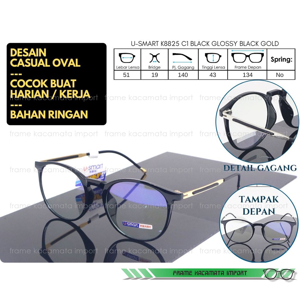 Frame Kacamata Oval Plastik Pria Wanita