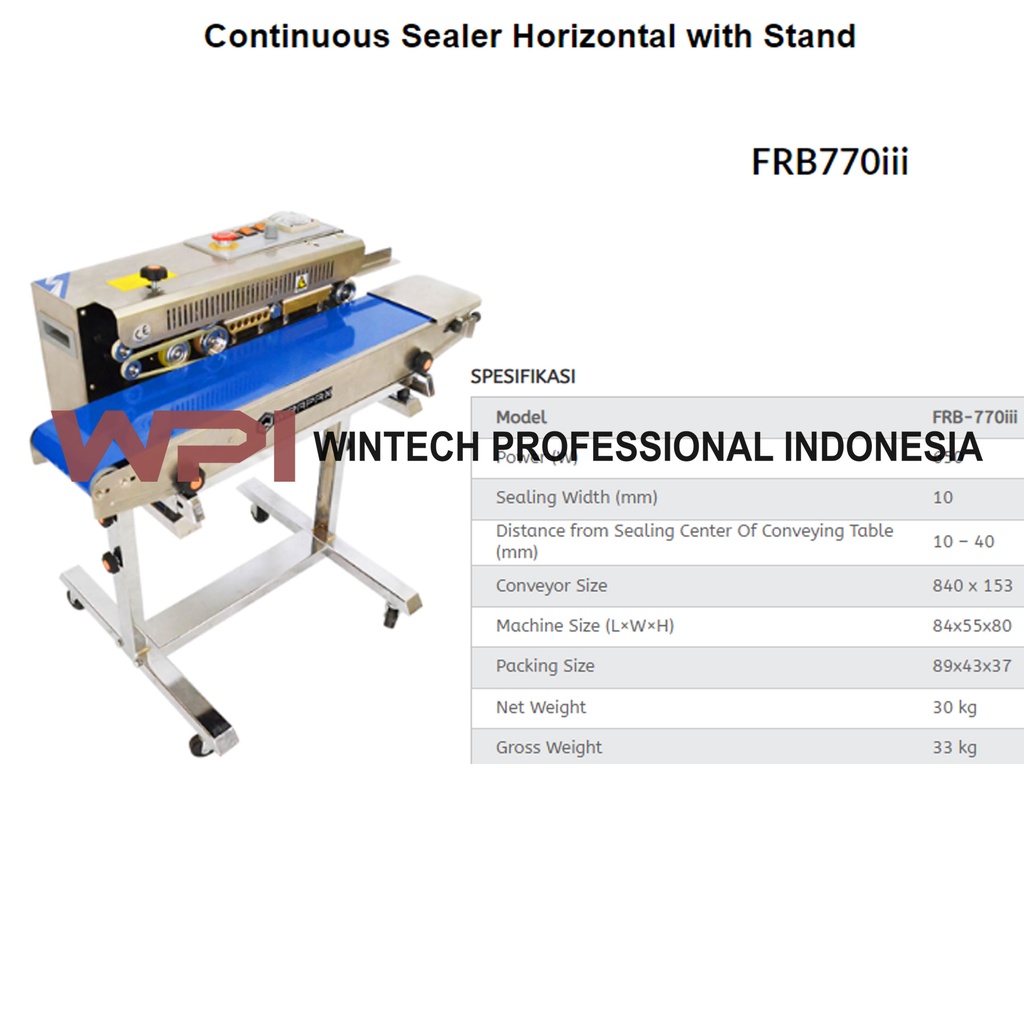WIRATECH FRB-770III Continuous Sealer Horizontal with Stand
