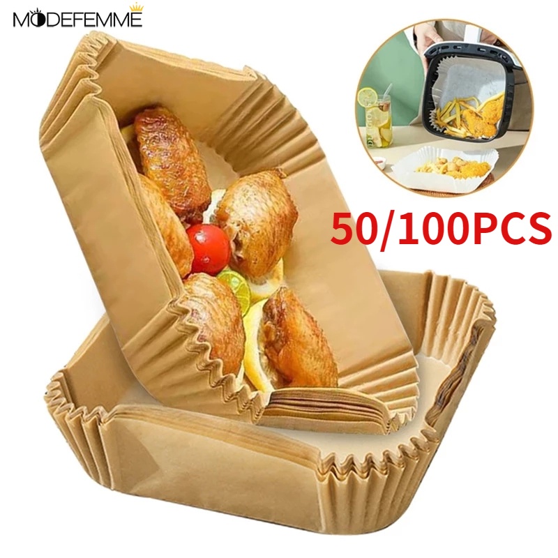 50 / 100 Lembar Kertas Penyerap Minyak Anti Lengket Untuk Air Fryer