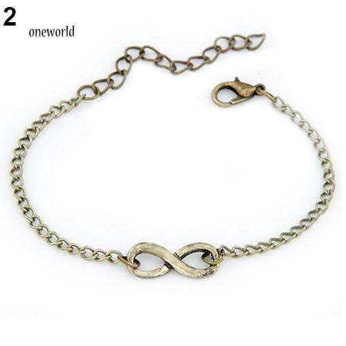 OW Gelang Rantai Liontin Simbol Infinity Bahan Metal Adjustable