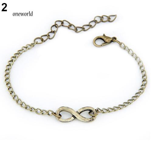 OW Gelang Rantai Liontin Simbol Infinity Bahan Metal Adjustable