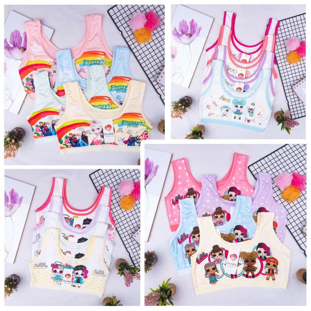 BEE - Miniset Anak Perempuan Motif Kartun Bahan Katun Import / Miniset Untuk Anak Perempuan Inesia