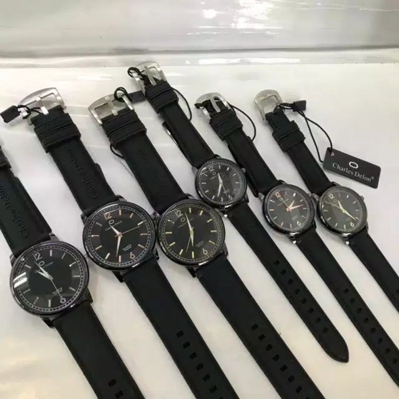 jam tangan charles delon rubber couple original tahan air sudah sepasang