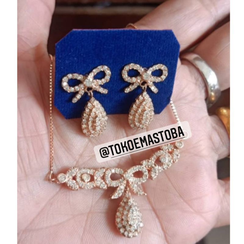 acc set kalung dan anting labu pita berlian medan