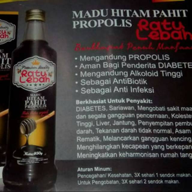 Madu Hitam Propolis Ratu Lebah Ekstrak propolis dan Daun Insulin Original