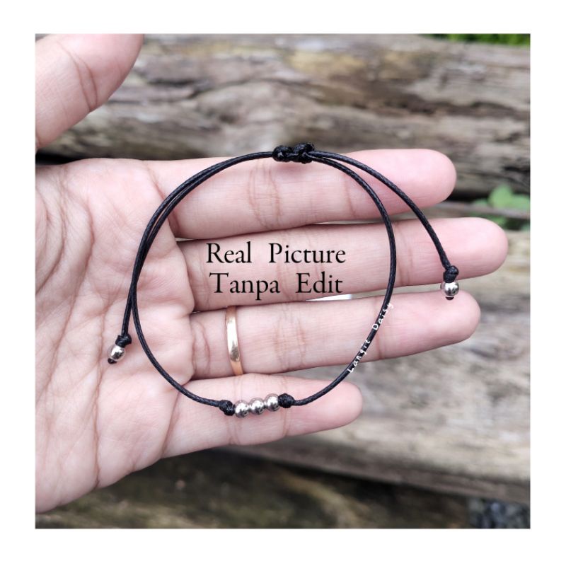 Gelang Tali Simple Tipis | Waterproof Anti air | Adjustable | Gelang Beads Super simpel  Tipis Minimalist Couple Pasangan Sahabat | Cowok Cewek | Hitam Tipis | Minimalis Vintage Etnik Modern | Murah Unik