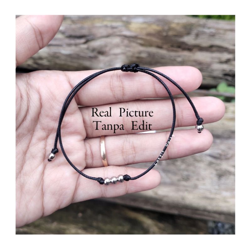 Gelang Tali Simple Tipis | Waterproof Anti air | Adjustable | Gelang Beads Super simpel  Tipis Minimalist Couple Pasangan Sahabat | Cowok Cewek | Hitam Tipis | Minimalis Vintage Etnik Modern | Murah Unik