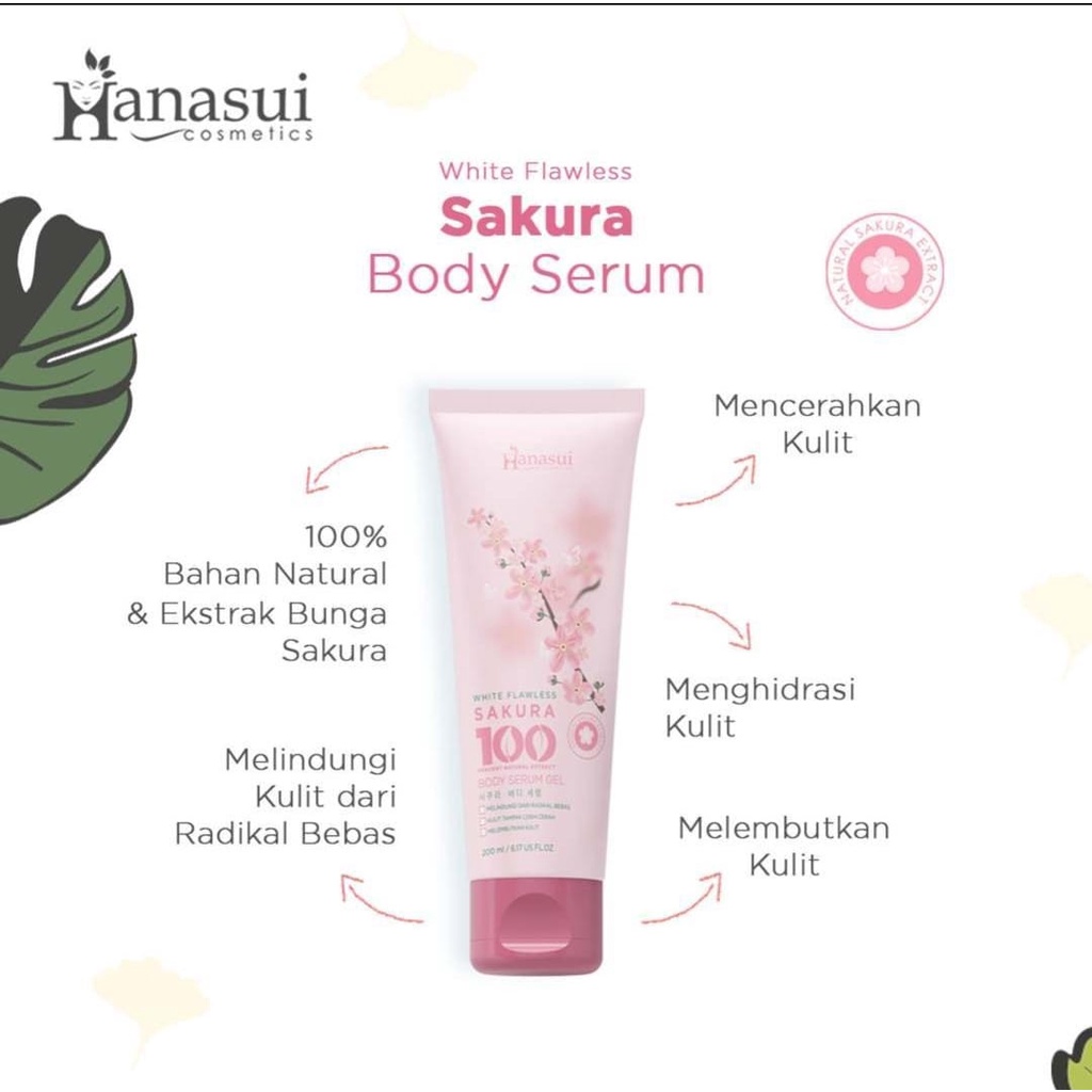 Hanasui Body Serum Gel 200ml Aloe Vera Vit C Sakura BPOM