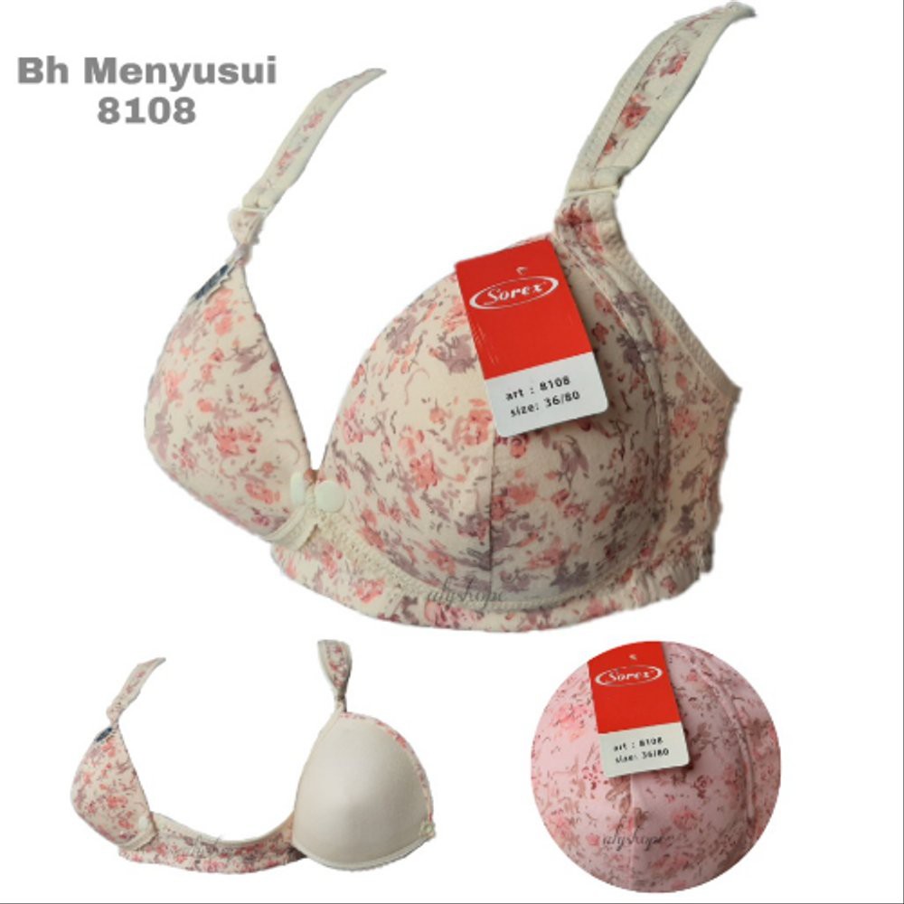 BRA Sorex - BH Menyusui Sorex - Bra Motif Bunga dengan Busa - Kode 8108