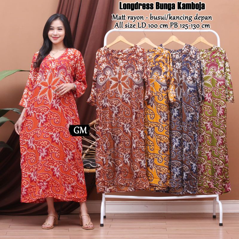 Longdres daster batik lengan panjang busui kekinian