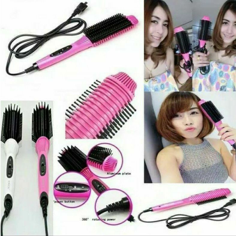 Catok Sisir Blow Mermaid MD-209 Electric Brush Styler Roll Straight Combo