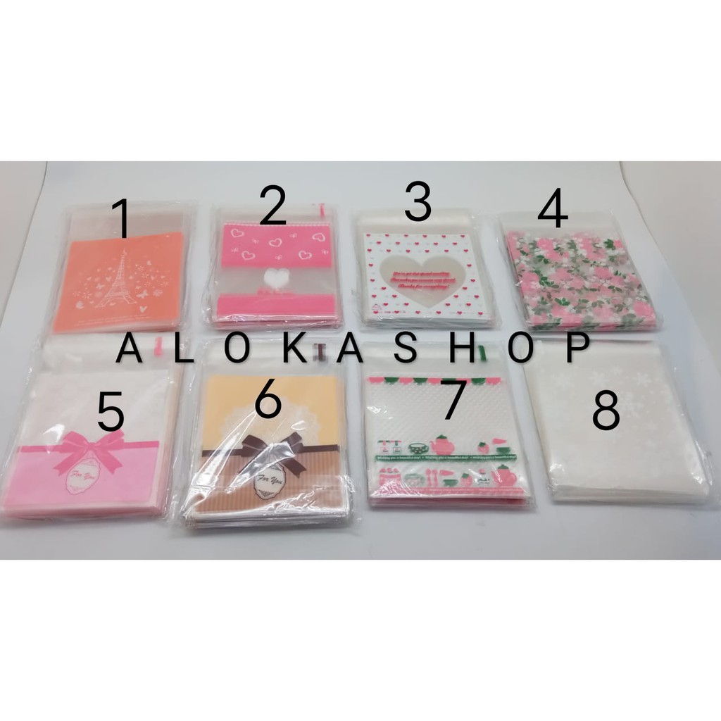 100 Pcs 10x10cm Cookies bag / plastik kue kering cantik / kemasan kue lucu