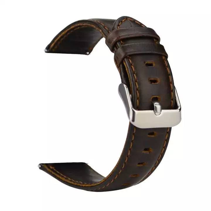 Genuine Leather Strap Lebar 22mm Untuk Samsung Galaxy Watch 46mm, Gear S3, Amazfit Pace