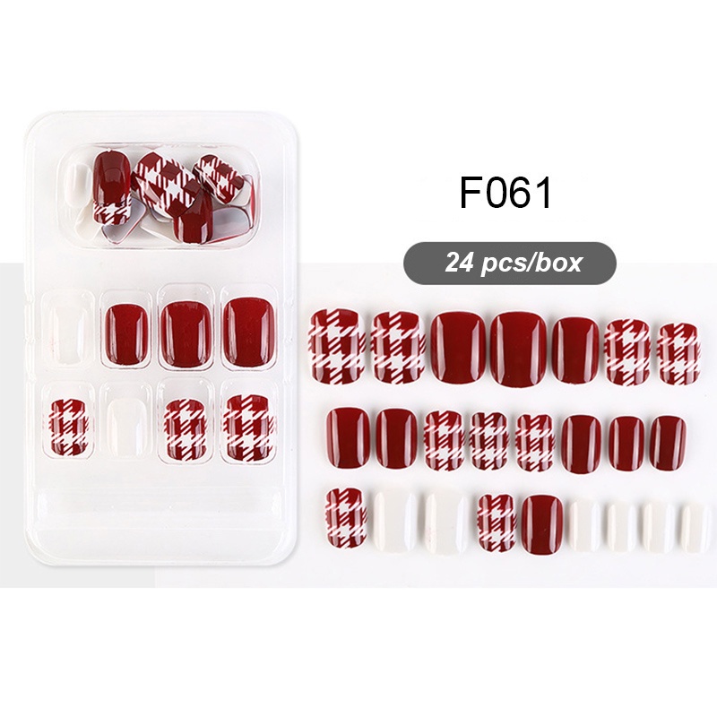 24pcs / Kotak Kuku Palsu Pendek F049 ~ F061