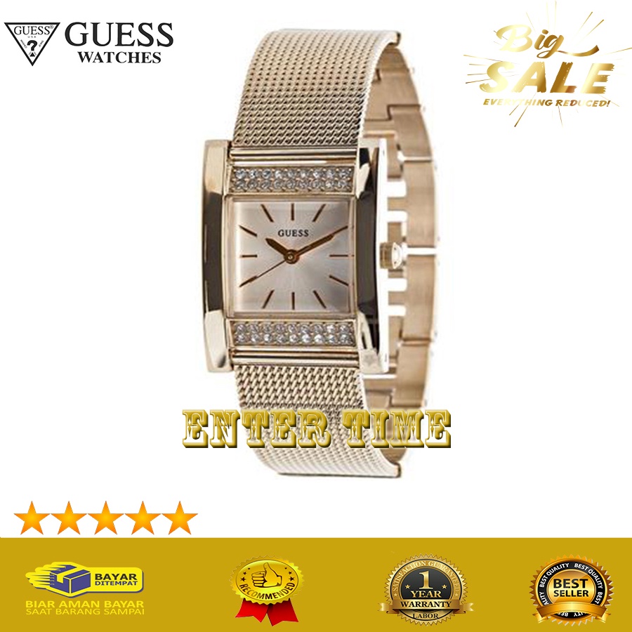 BIG SALE  JAM TANGAN WANITA IMPORT TERBARU MERK GUESS W0127L2 STAINLESS STEEL JAM TANGAN WANITA MEWA