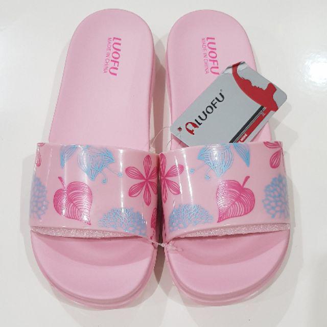 luofu E7159-L4 sandal selop wanita empuk ringan-merah muda