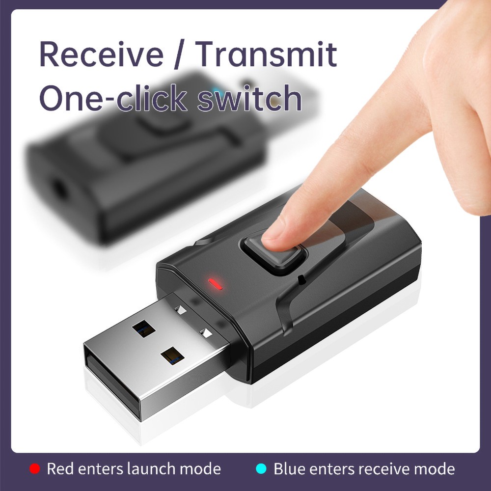 3 in 1 Bluetooth Receiver Wireless USB Adapter 3.5mm Audio Receiver/Transmitter Cocok untuk TV PC Bluetooth5.0 Headset Mobil Speaker AUX Plug and Play