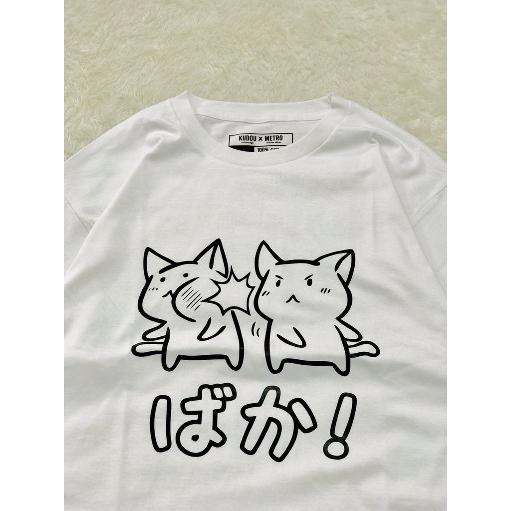 Tshirt Anime Neko Neko Baka Kawaii warna Putih