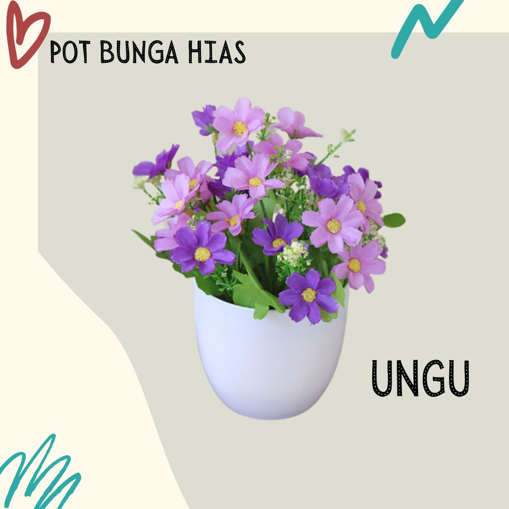 Satu7an PBP30 Tanaman Bunga Plastik Tanaman Hias Bunga Anggrek Krisan Pot Bunga Hias Bonsai Ornamen Dekorasi Rumah Artificial Flower