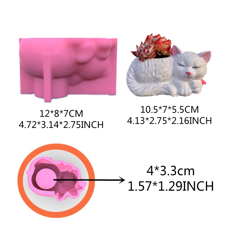 Siy Cetakan Pot Bungatanaman Bahan Silikon Desain Kucing Untuk Dekorasi Diy