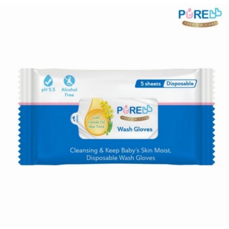 Pure Baby Wash Gloves isi 5 / Tissue Basah / Tissue Bayi