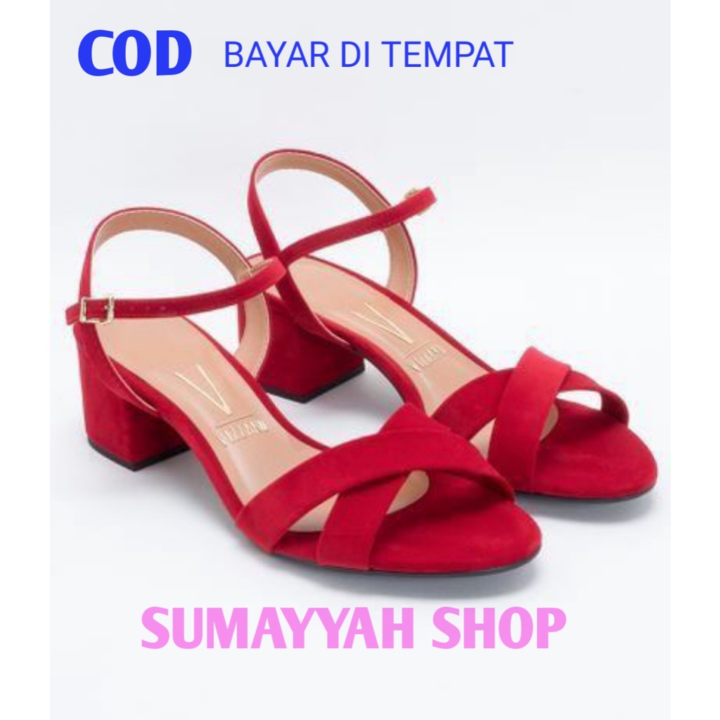 sandal wanita heels model tali belakang terbaru original