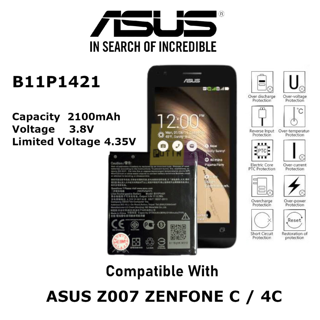 Batre baterai battery batere Asus zenfone C / 4C / Z007 / ZC451CG / B11P1421