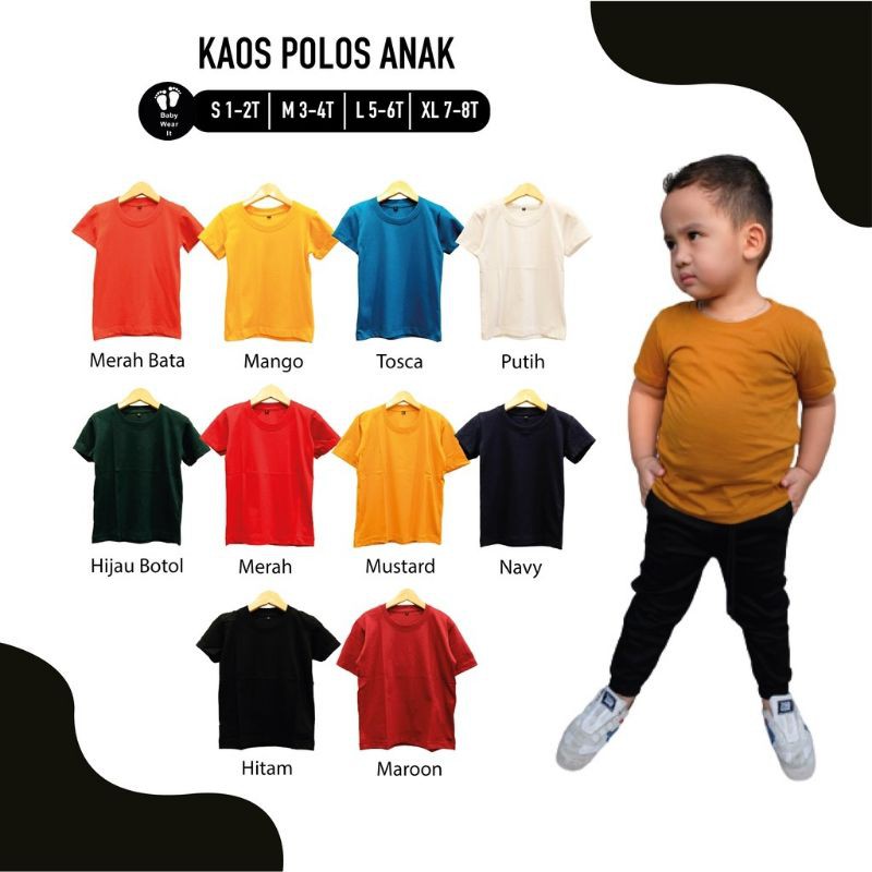 baju polos anak,kaos anak-anak untuk cowo/cewe untuk anak-anak,usia 2 sampai 10tahun